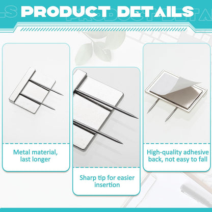 10 Pcs Silver Cubicle Pins Partition Long Push Fabric Clips Name Plate Holders for Office Furniture Corkboard V1259-DP01-A-1114