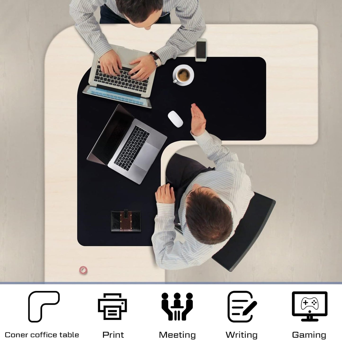 L Shaped Desk Mat Corner Mouse Pad Waterproof Large Rubber for Office Home Curved Keyboard Gaming Setup V1259-DP01-A-1118