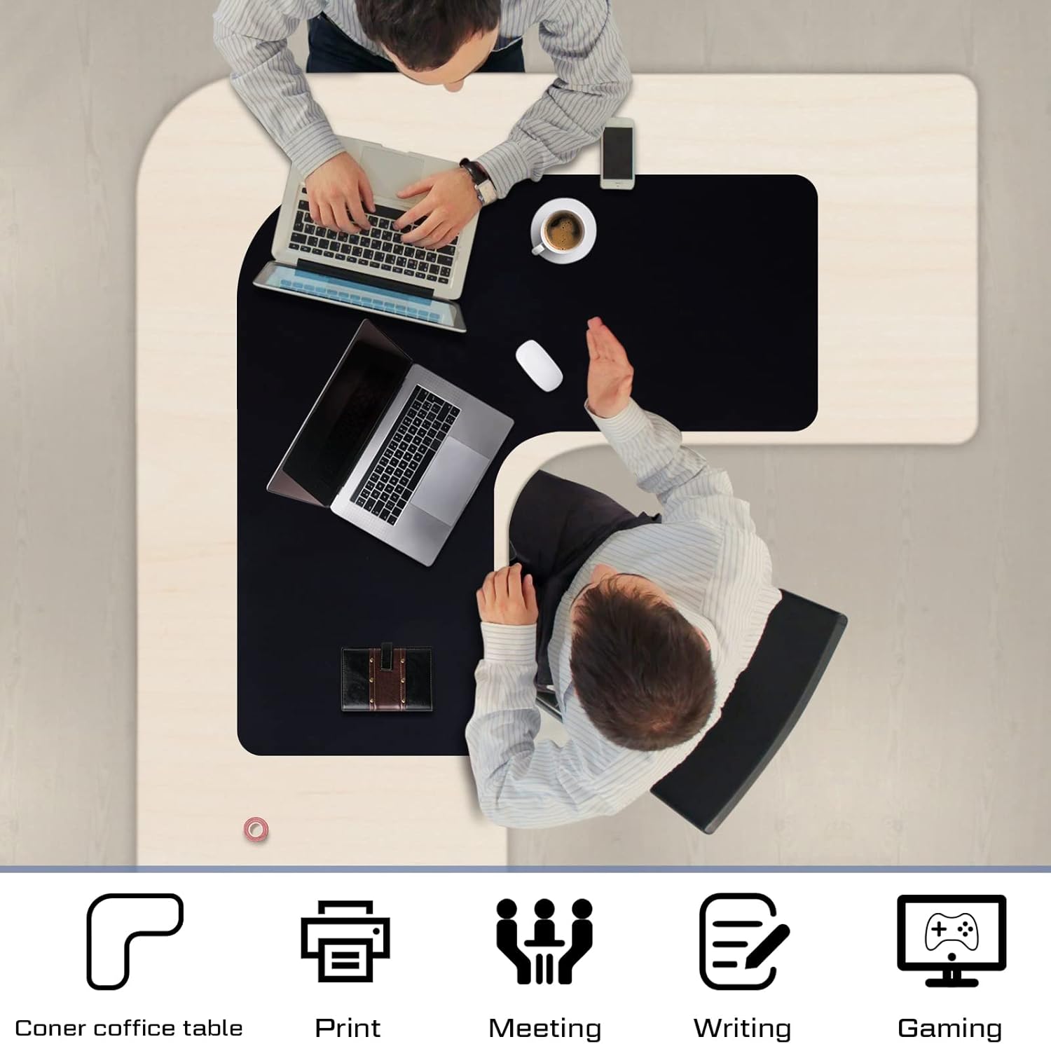 L Shaped Desk Mat Corner Mouse Pad Waterproof Large Rubber for Office Home Curved Keyboard Gaming Setup V1259-DP01-A-1118