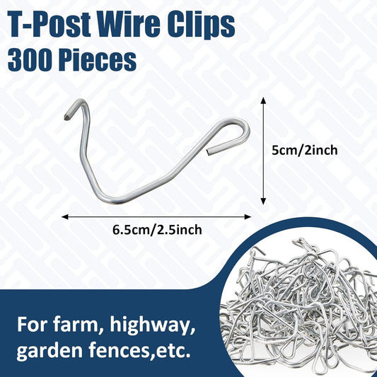 300 Pieces T Post Wire Clips Fence Fencing for Securing Galvanized Steel Barbed Garden Farm Highway Sport V1259-DP01-A-1131