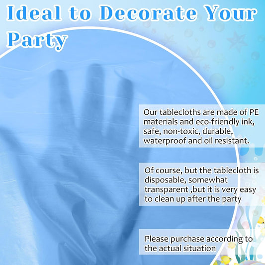 12 Pcs Ocean Theme Round Tablecloth,disposable Assorted Blue Tablecloth, Plastic Light Table Covers for Under V1259-DP01-A-1143
