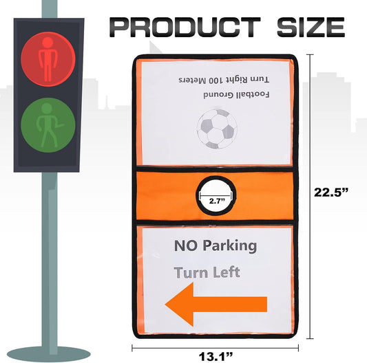 Set of 12 Traffic Cone Sleeve for Caution Covers with Pockets Safety Message Sign Outdoor Signals Sports V1259-DP01-A-1145