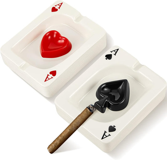 2 Pcs Cool Ashtray Creative Poker Ceramic Cigarette for Stoners Accessories Home Office Stoner Room Decor Men V1259-DP01-A-1161