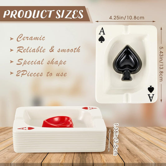 2 Pcs Cool Ashtray Creative Poker Ceramic Cigarette for Stoners Accessories Home Office Stoner Room Decor Men V1259-DP01-A-1161