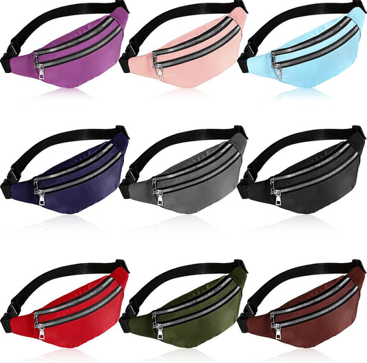 9 Pcs Fanny Pack Bulk for Women Men with Adjustable Strap Waterproof Waist Packs Travel Hiking Cycling V1259-DP01-A-1163
