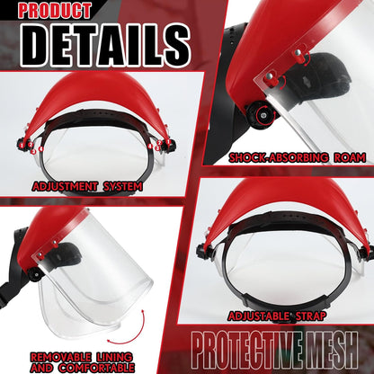 2 Pcs Safety Face Shield Mask Full Impact Clear with Crown for Grinding Cutting Weed Moving Construction V1259-DP01-A-1168