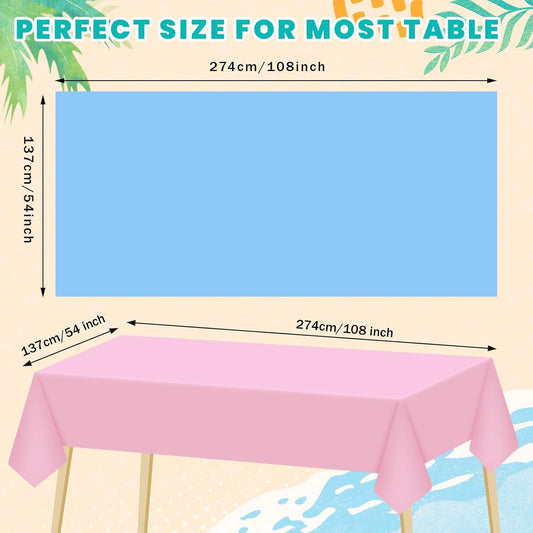 12 Pcs Hawaiian Plastic Tablecloths 54 x 108 Inch Disposable Rectangle Waterproof Table Cover for Birthday V1259-DP01-A-1175