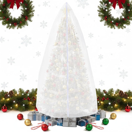 9.84 ft Upright Christmas Tree Storage Bag White Extra Large Jumbo Removal Disposal with Zipper Drawstring V1259-DP01-A-1181