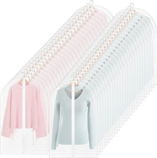 100 Pcs 24'' x 32'' Clear Garment Bags Full Zipper Suit Lightweight Clothes Cover for Hanging PEVA Protectors V1259-DP01-A-1185