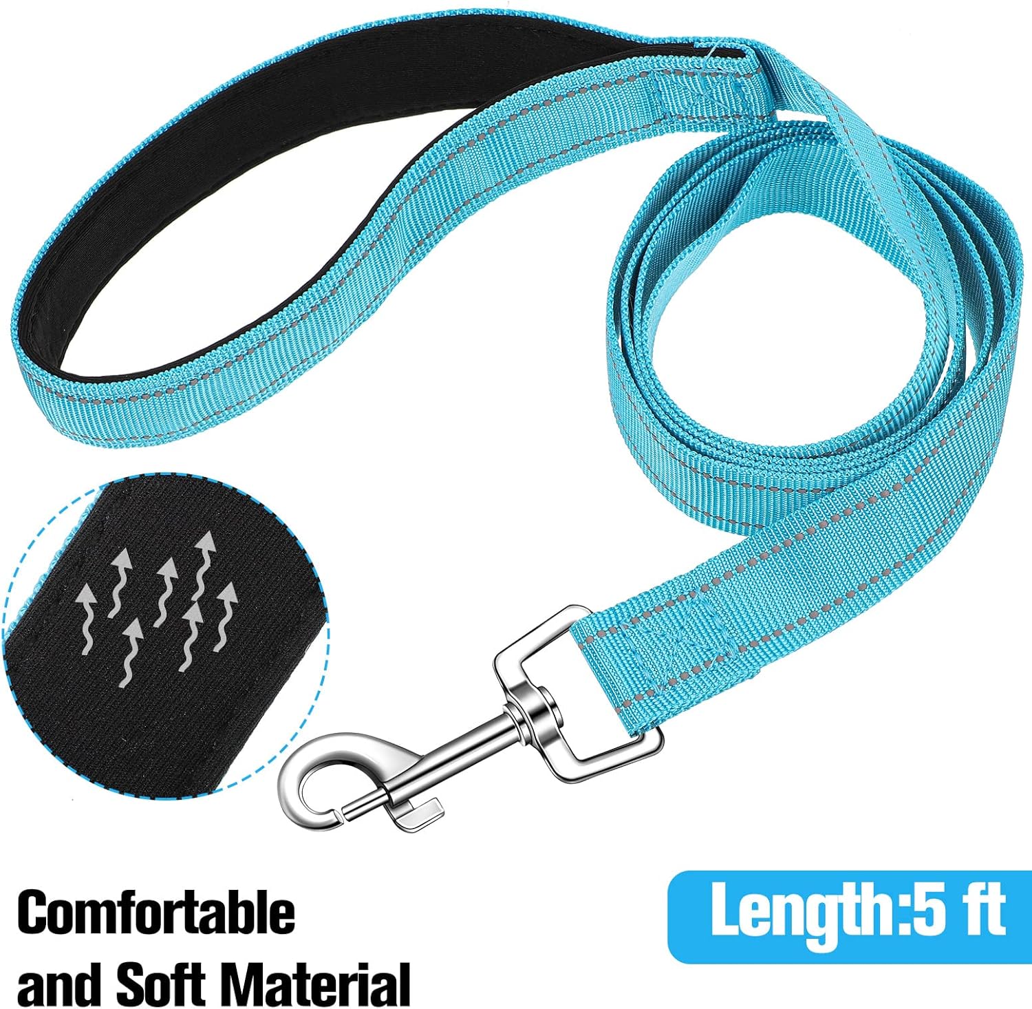 12 Pack Dog Leash Bulk, Double Sided Reflective, Nylon Leashes with Padded Handle for Small, Medium, and V1259-DP01-A-1191