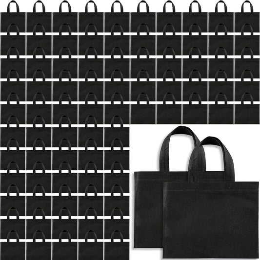 80 Pack Non Woven Party Favor Bag 9.8'' Reusable Tote Bags Bulk with Handles for Birthday Supplies Black V1259-DP01-A-1198