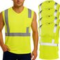 4 Pcs Hi Vis Sleeveless Reflective Shirt for Men Class 2 Construction Work Shirts with Pockets Women Lime V1259-DP01-A-1211
