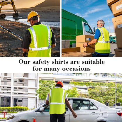 4 Pcs Hi Vis Sleeveless Reflective Shirt for Men Class 2 Construction Work Shirts with Pockets Women Lime V1259-DP01-A-1211
