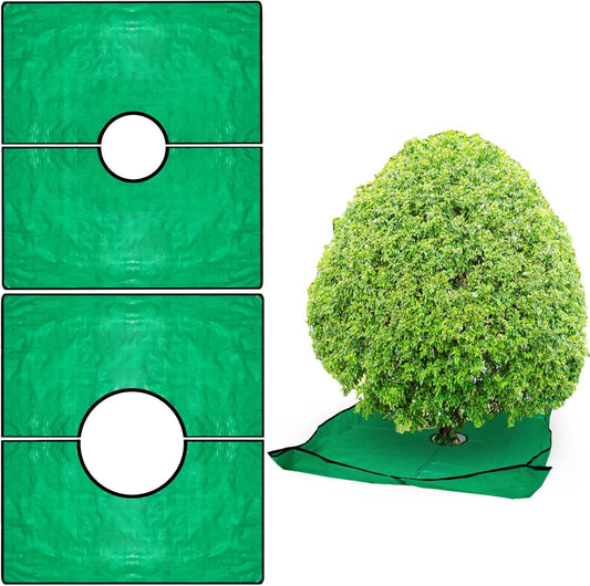 2 Set Landscape Pruning Tarp 78.7"x78.7" Waterproof Bush Trimming with Hole Shrub Catcher Four Corner Buckles V1259-DP01-A-1217