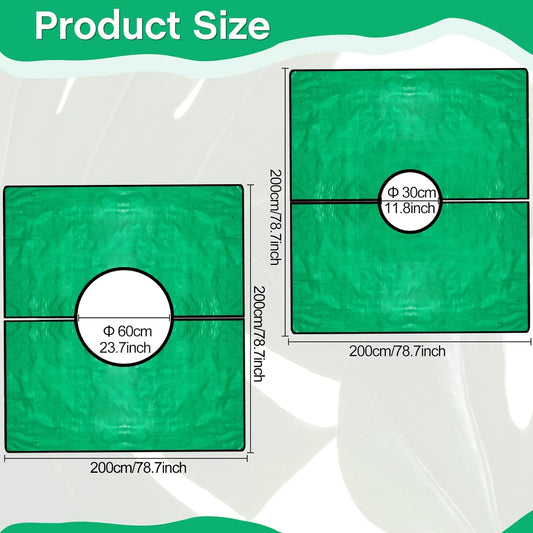 2 Set Landscape Pruning Tarp 78.7"x78.7" Waterproof Bush Trimming with Hole Shrub Catcher Four Corner Buckles V1259-DP01-A-1217