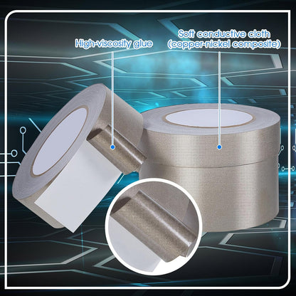3 Roll Double Conductive Fabric Tape Cloth Adhesive Roll(1in x 100ft, 1.5in 2in 100ft) 1in 100ft V1259-DP01-A-1218