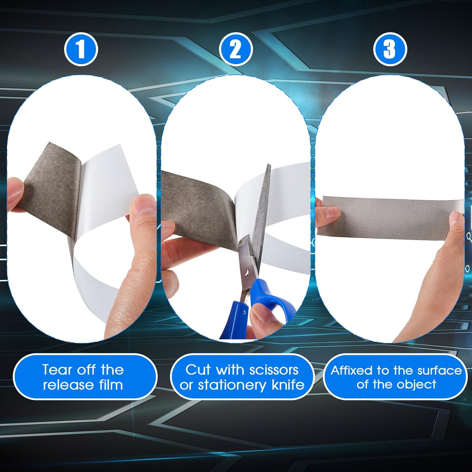 3 Roll Double Conductive Fabric Tape Cloth Adhesive Roll(1in x 100ft, 1.5in 2in 100ft) 1in 100ft V1259-DP01-A-1218