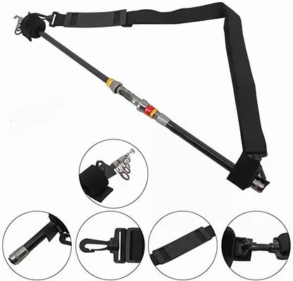 Fishing Rod Carry Strap, Sling Band Adjustable Shoulder Belt Tackle Holder, Nylon (2) V1259-DP01-A-1225
