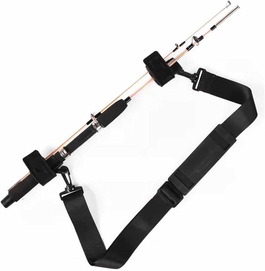 Fishing Rod Carry Strap, Sling Band Adjustable Shoulder Belt Tackle Holder, Nylon (2) V1259-DP01-A-1225