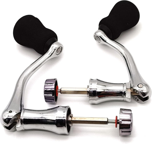 Mixed Pack Fishing Spinning Reel Handle, All-Metal, with The Grip EVA for Reels Replacement Parts,2 Pack, V1259-DP01-A-1226