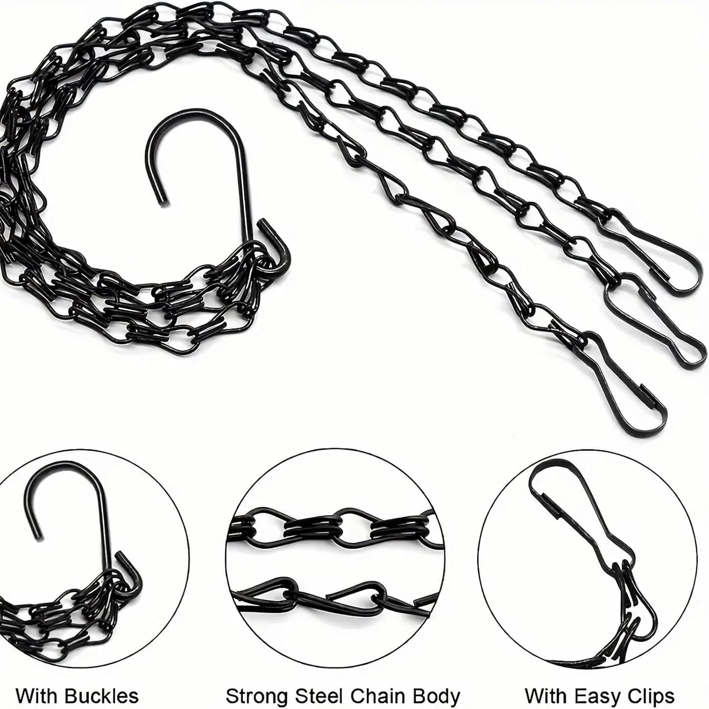 Hanging Basket Chain, 3 Sets Plant Hanger Metal Chains with Clips for Flower Pots, Planters, Bird Cage, V1259-DP01-A-1237