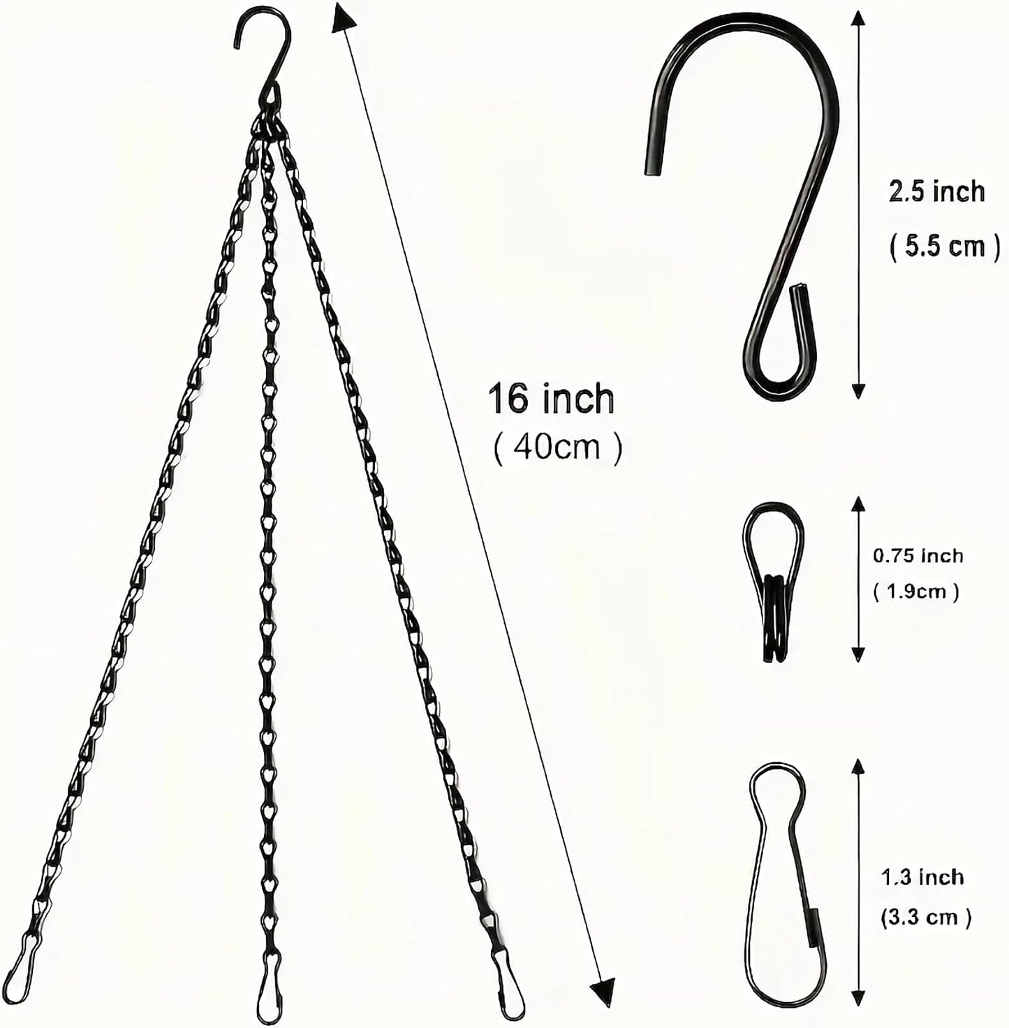 Hanging Basket Chain, 3 Sets Plant Hanger Metal Chains with Clips for Flower Pots, Planters, Bird Cage, V1259-DP01-A-1237