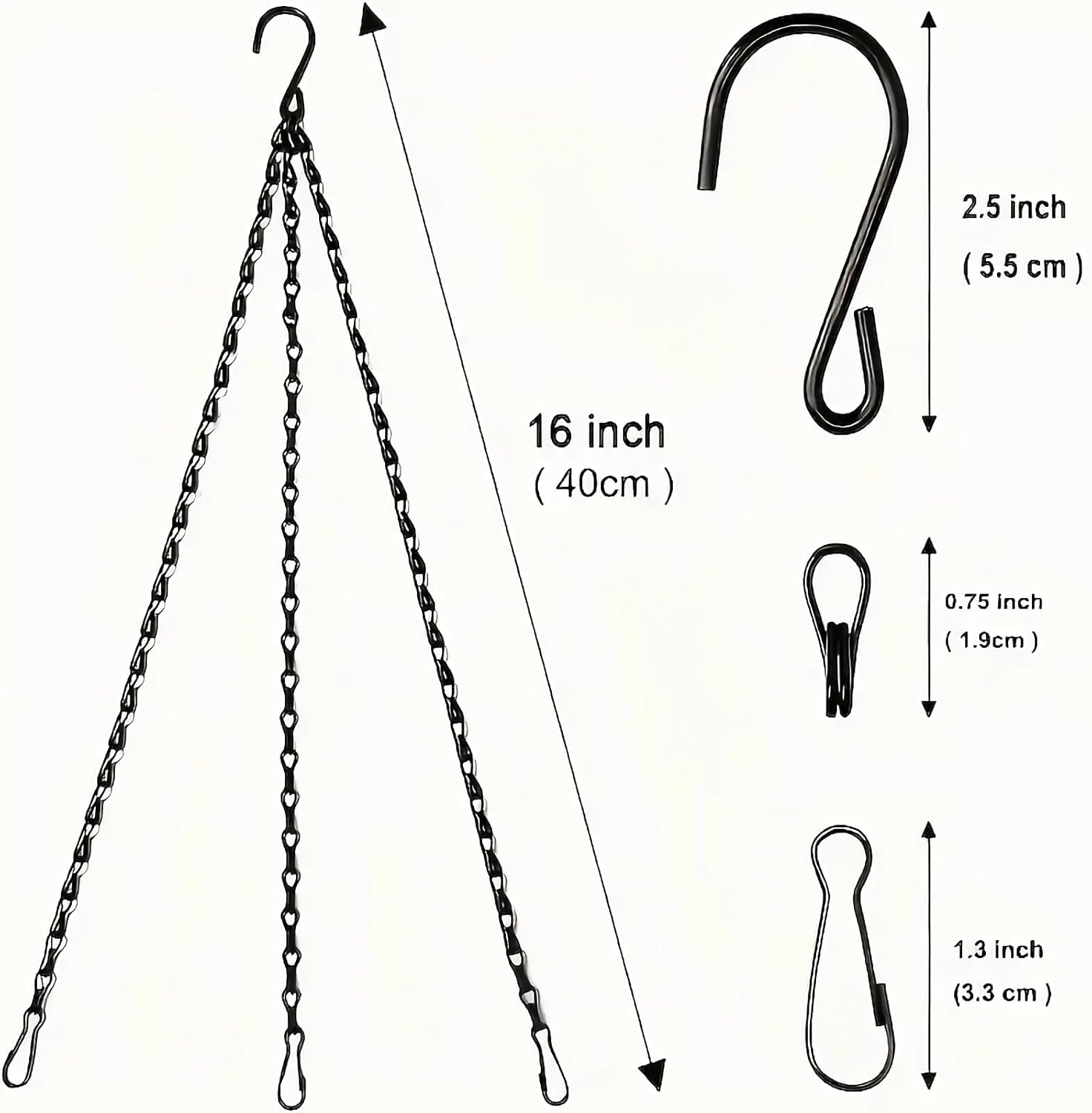 Hanging Basket Chain, 3 Sets Plant Hanger Metal Chains with Clips for Flower Pots, Planters, Bird Cage, V1259-DP01-A-1237