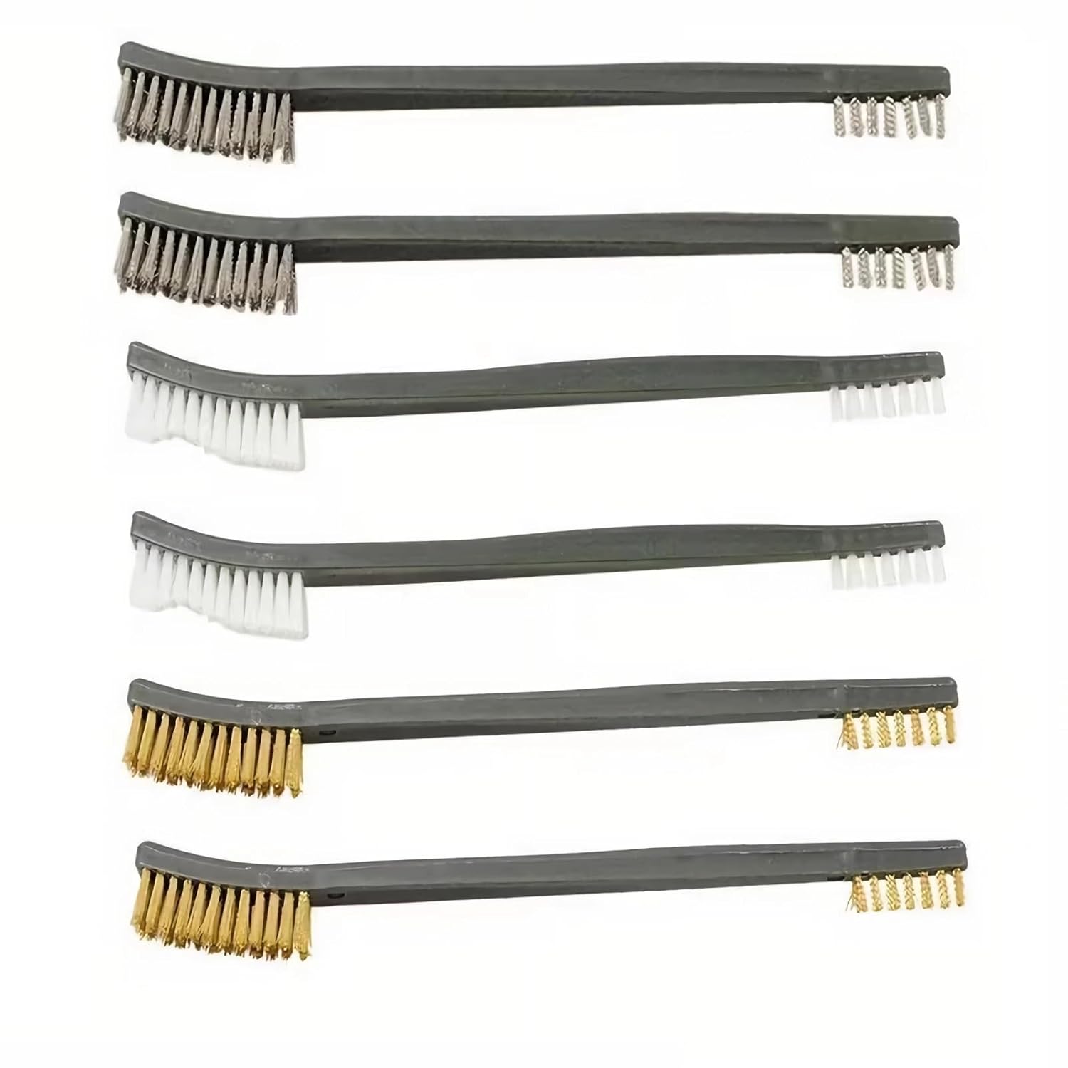 6Pc Mini Wire Brush Set, Steel Brass Nylon Cleaning Polishing Metal Rust Tools, Suitable for Paint Dirt V1259-DP01-A-1247