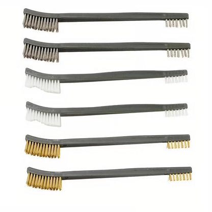 6Pc Mini Wire Brush Set, Steel Brass Nylon Cleaning Polishing Metal Rust Tools, Suitable for Paint Dirt V1259-DP01-A-1247