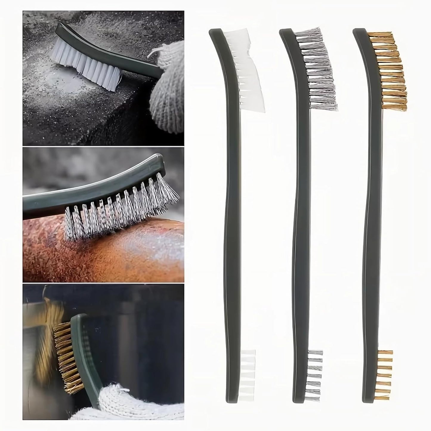 6Pc Mini Wire Brush Set, Steel Brass Nylon Cleaning Polishing Metal Rust Tools, Suitable for Paint Dirt V1259-DP01-A-1247