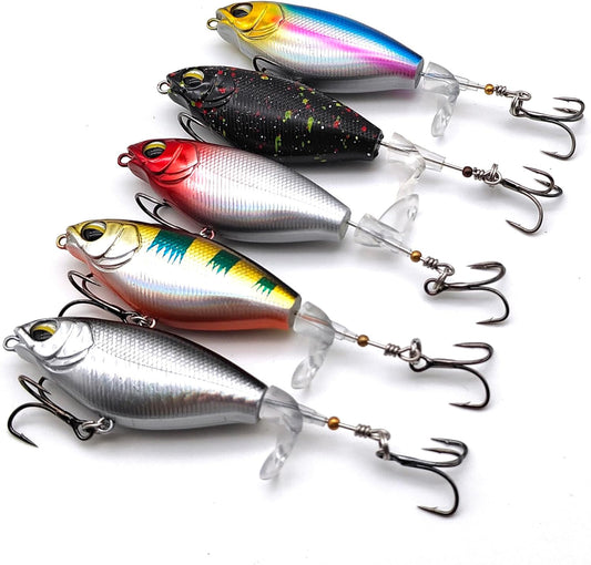 5Pcs Premium Top Water Fishing Lures, Lure for Bass with Soft Propeller Tail Catfish,Pike Perch, Bass, Lures V1259-DP01-A-1251