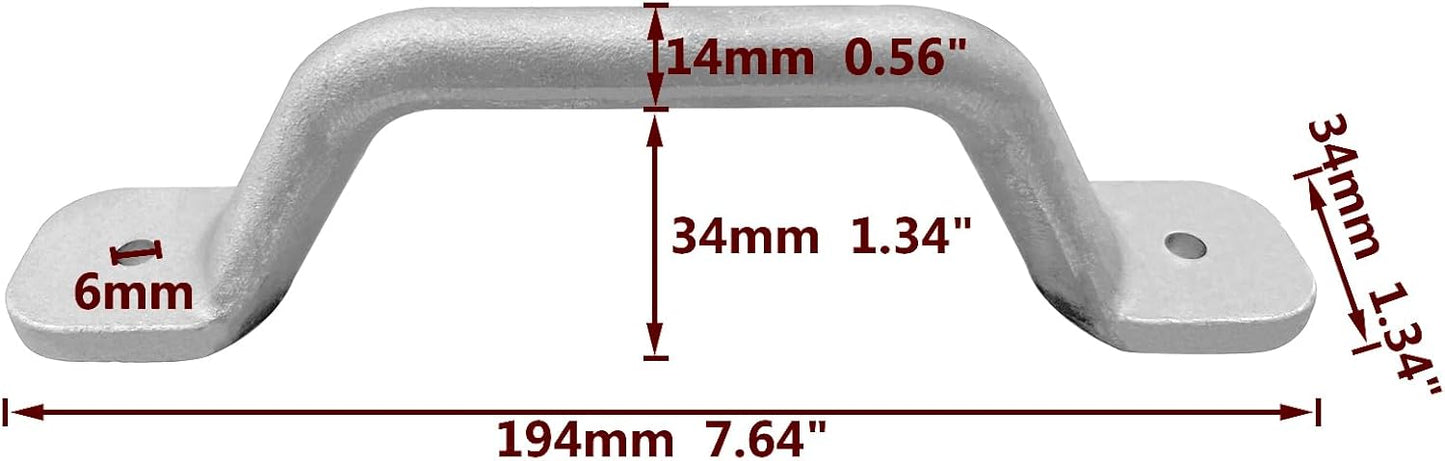 2PCS Boat Cleat Grab Rail Handles Aluminum Fishing Rowboat Duck Jon Row Transom V1259-DP01-A-1260