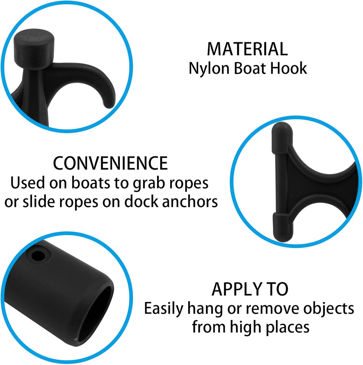 2Pcs Nylon Boat Hook Floating,Hook for Extension Pole,Unbreakable,Durable,Rust-Resistant Replacement V1259-DP01-A-1269