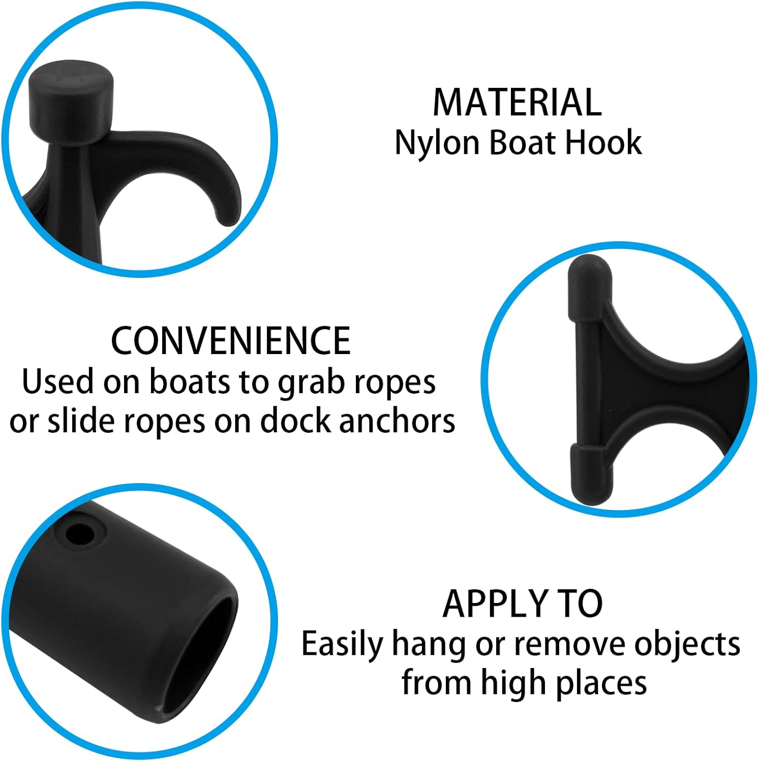 2Pcs Nylon Boat Hook Floating,Hook for Extension Pole,Unbreakable,Durable,Rust-Resistant Replacement V1259-DP01-A-1269