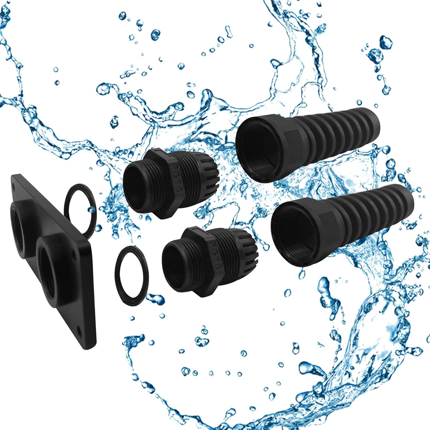 PG16 Cable Gland with Anodized Aluminum Base Antirust Anti-corrosive Waterproof IP68 Nylon Joint Adjustable V1259-DP01-A-1276