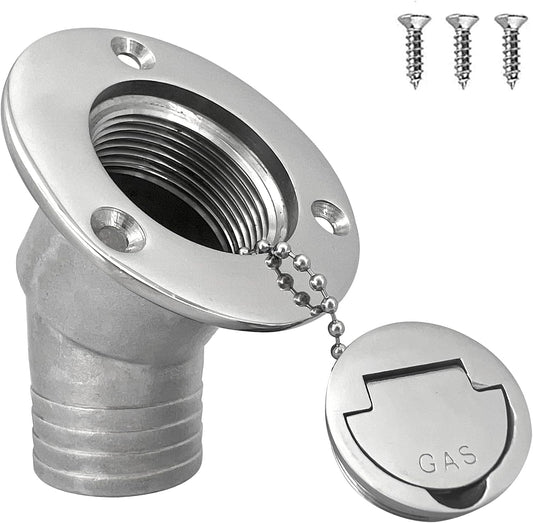 1-1/2"(38mm) Boat Gas Deck Fill/Filler with Keyless Cap Screws, Marine Mirror Polished 316 Stainless Steel V1259-DP01-A-1279
