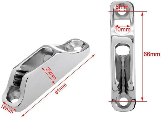 2pcs Boat Rope Clam Cleat 18 x 82mm Stainless Steel for 3 to 5mm Line fit Kayak V1259-DP01-A-1280