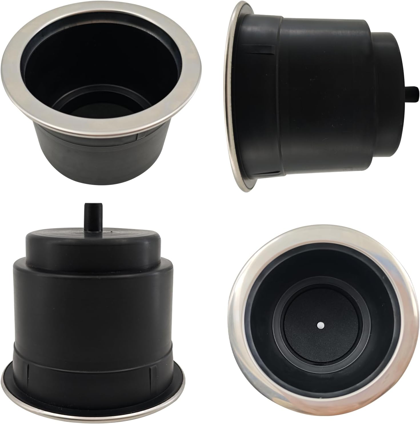 4Pcs Cup Holder Insert Plastic Universal Drop in with Drain, for RV Boat Car, Pontoon Table Sofa,Stainless V1259-DP01-A-1293