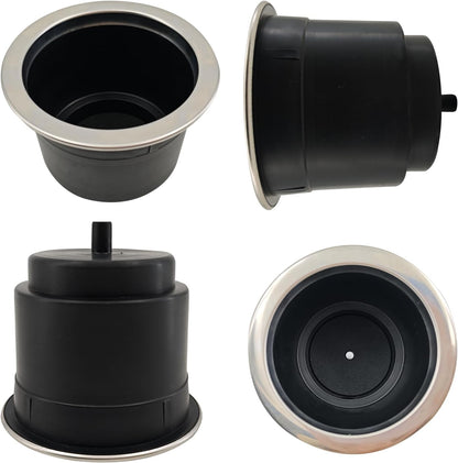 4Pcs Cup Holder Insert Plastic Universal Drop in with Drain, for RV Boat Car, Pontoon Table Sofa,Stainless V1259-DP01-A-1293