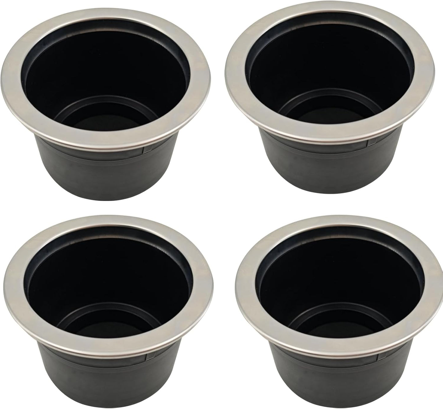 4Pcs Cup Holder Insert Plastic Universal Drop in with Drain, for RV Boat Car, Pontoon Table Sofa,Stainless V1259-DP01-A-1293