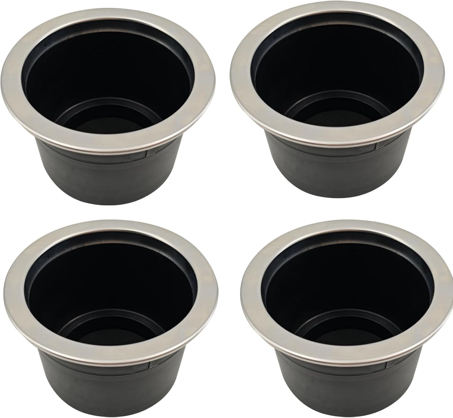 4Pcs Cup Holder Insert Plastic Universal Drop in with Drain, for RV Boat Car, Pontoon Table Sofa,Stainless V1259-DP01-A-1293