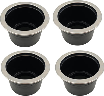 4Pcs Cup Holder Insert Plastic Universal Drop in with Drain, for RV Boat Car, Pontoon Table Sofa,Stainless V1259-DP01-A-1293