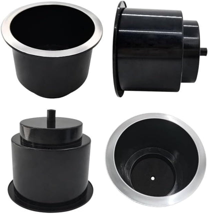 4Pcs Cup Holder Insert Plastic Universal Drop in Chrome with Drain, for RV Boat Car, Pontoon Table Sofa V1259-DP01-A-1297