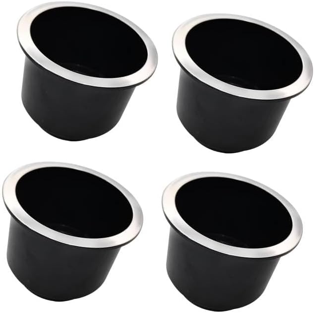 4Pcs Cup Holder Insert Plastic Universal Drop in Chrome with Drain, for RV Boat Car, Pontoon Table Sofa V1259-DP01-A-1297