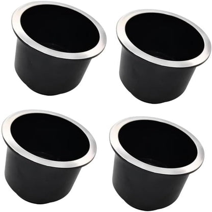 4Pcs Cup Holder Insert Plastic Universal Drop in Chrome with Drain, for RV Boat Car, Pontoon Table Sofa V1259-DP01-A-1297
