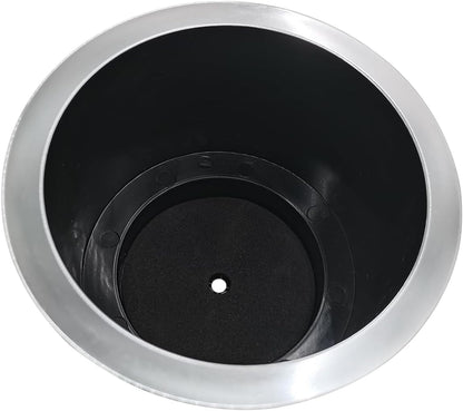 4Pcs Cup Holder Insert Plastic Universal Drop in Chrome with Drain, for RV Boat Car, Pontoon Table Sofa V1259-DP01-A-1297