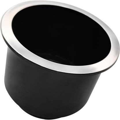 4Pcs Cup Holder Insert Plastic Universal Drop in Chrome with Drain, for RV Boat Car, Pontoon Table Sofa V1259-DP01-A-1297