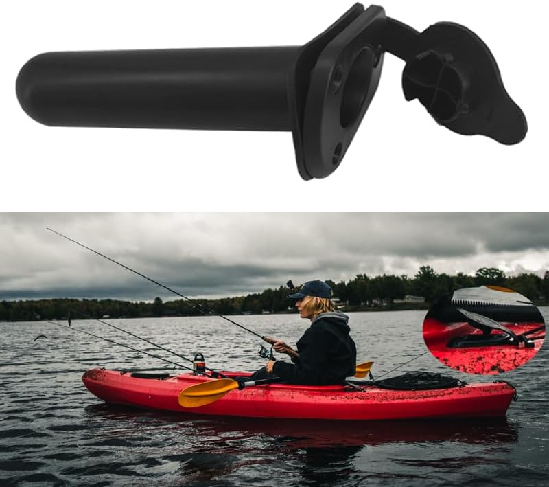 2Pcs Kayak Rod Holder, Deck Plastic Flush Mount Boat Holders and Cap Cover for Fishing, Canoe Tackle V1259-DP01-A-1300