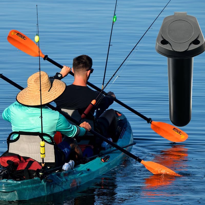 2Pcs Kayak Rod Holder, Deck Plastic Flush Mount Boat Holders and Cap Cover for Fishing, Canoe Tackle V1259-DP01-A-1300