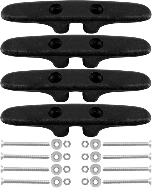MARINRE 4 PCS Marine Black Nylon Cleat Open Base 4-1/2 in Heavy-Duty Boat Deck and Anchor Line w/Finish V1259-DP01-A-1308
